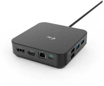 USB-C HDMI dviejų DP prijungimo stoties maitinimo tiekimas 100 W + I-tec universalus įkroviklis 100 W