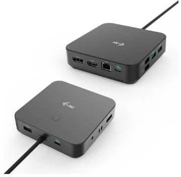 USB-C HDMI dviejų DP prijungimo stoties maitinimo tiekimas 100 W + I-tec universalus įkroviklis 100 W