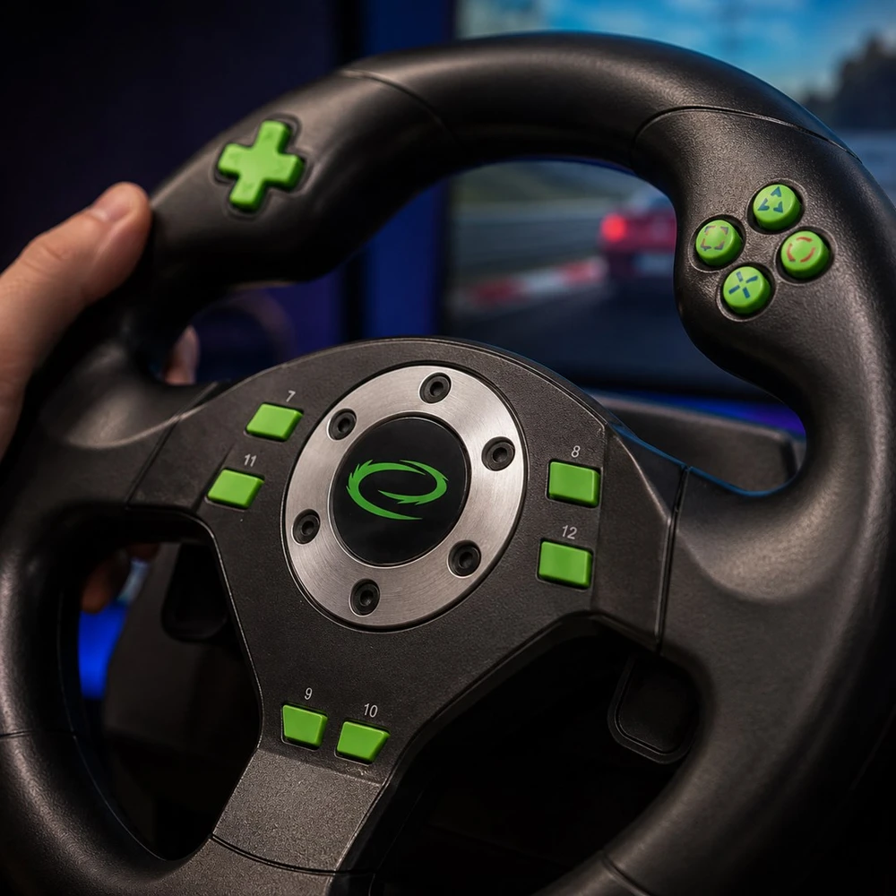 Žaidimų vairas su pedalais Esperanza Drift EGW101 PC/PS3 Juodas