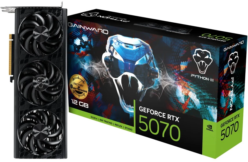 „Gainward GeForce RTX 5070 Python III OC“ su NVIDIA 12 GB GDDR7 atmintimi