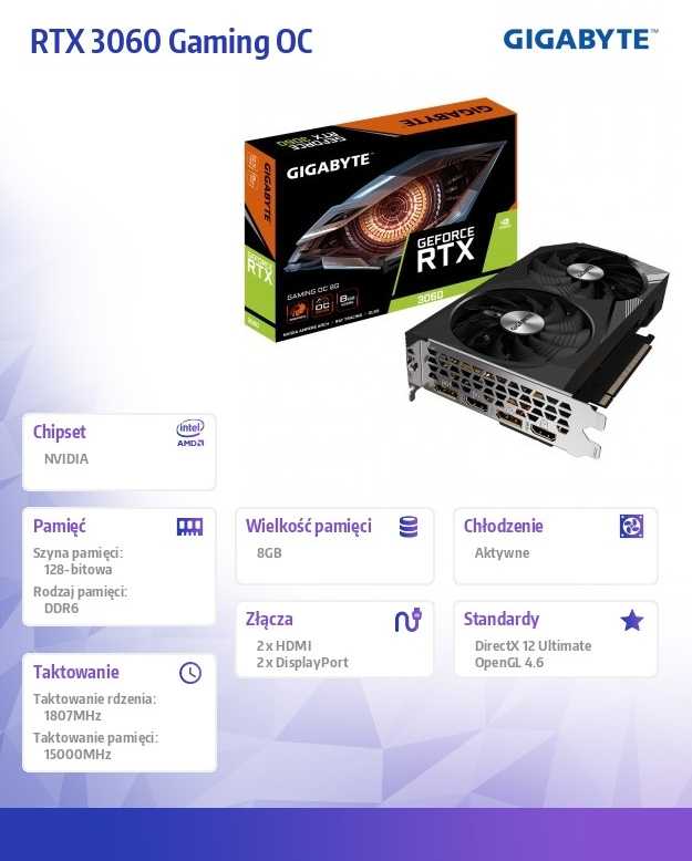 Vaizdo plokštė GIGABYTE GeForce RTX 3060 GAMING OC 8G
