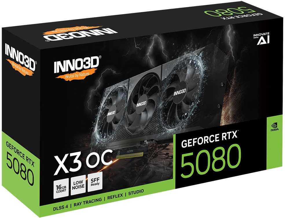 Vaizdo plokštė INNO3D GeForce RTX 5080 X3 16GB OC DLSS 4