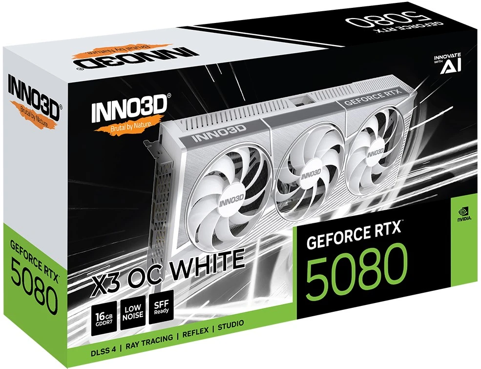 Vaizdo plokštė „Inno3D GeForce RTX 5080 X3 OS“ balta NVIDIA 16 GB GDDR7