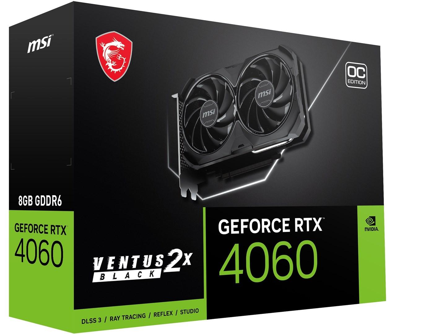 Vaizdo plokštė MSI GeForce RTX 4060 VENTUS 2X BLACK 8G OC GDDR6