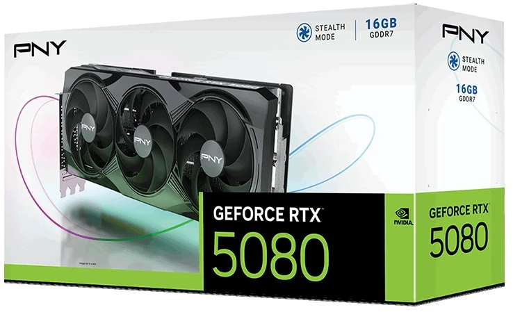 Pny Technologies PNY GeForce RTX 5080 įsijungęs trigubas ventiliatorius GPU NVIDIA 16 GB GDDR7
