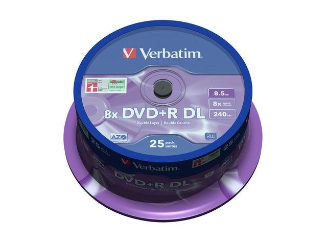 Verbatim DVD+R Double Layer 8x Matt Sidabrinis 25pk Spindle 8,5 GB DVD+R DL 25 vnt