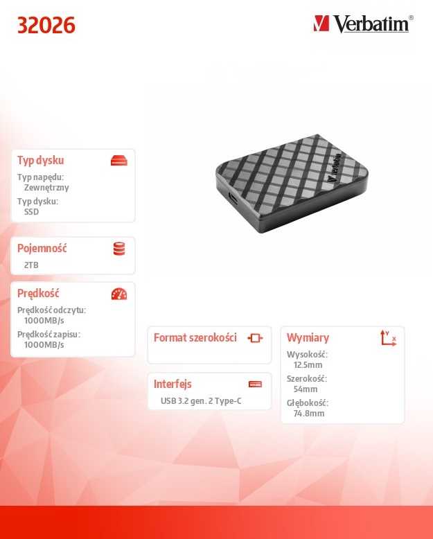 Kietasis diskas Išorinis diskas Verbatim Store n Go Mini Diamond USB-C SSD 2Tb juodas 32026