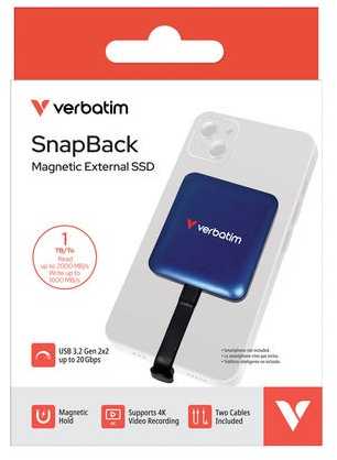 Kietasis diskas Verbatim SnapBack SSD 1TB mėlynos metalinės spalvos 32075
