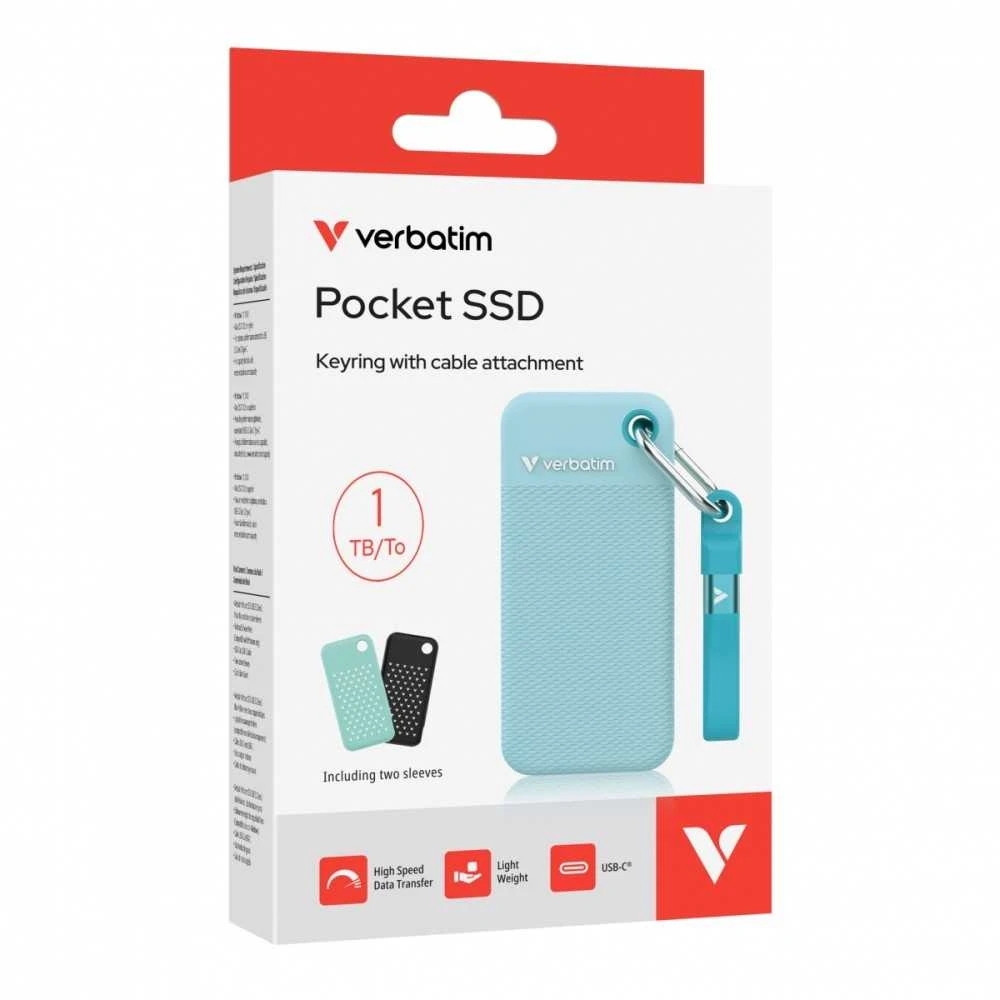 Kietasis diskas Išorinis diskas „Verbatim Pocket SSD 1TB USB-C 3.2 gen.2“ jodo-polinio malimo 32324