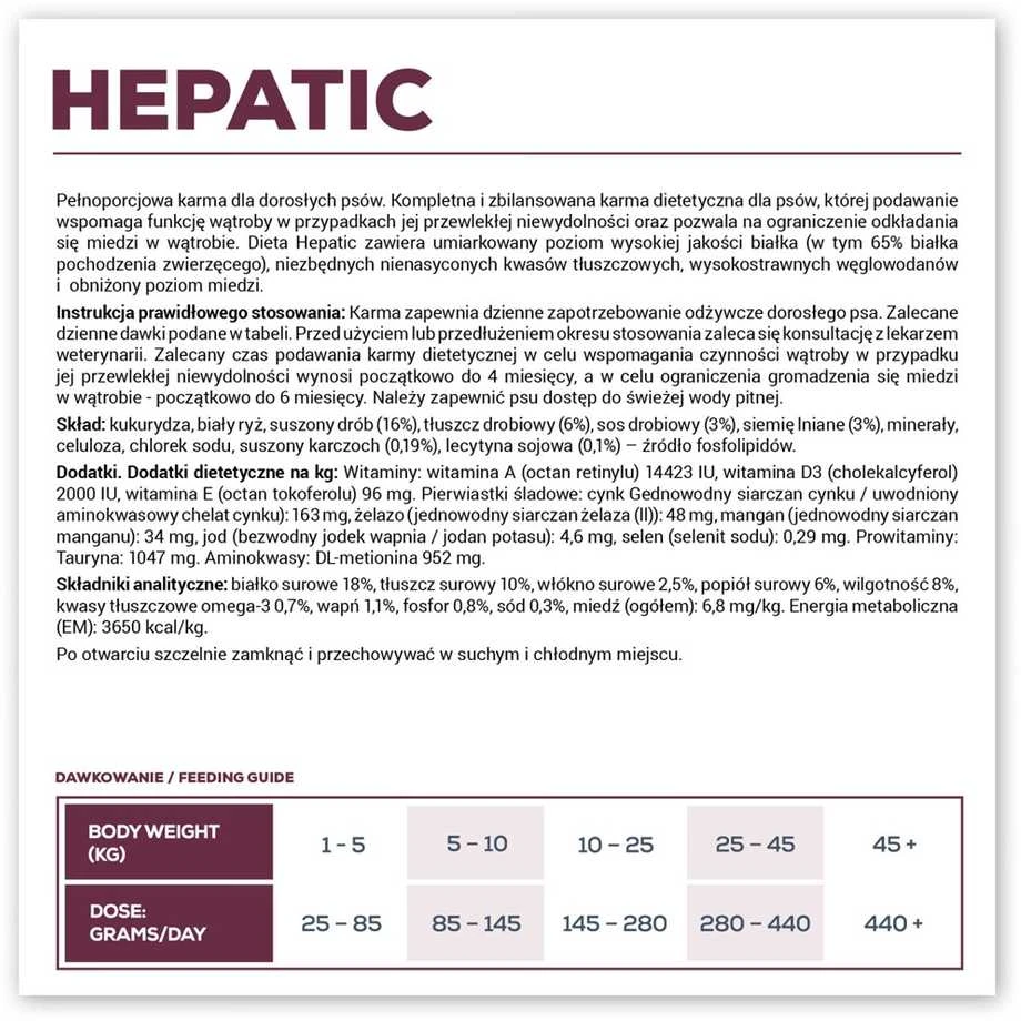 VET EXPERT Veterinary Diet Hepatic Dog - sausas šunų maistas - 12kg