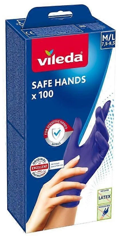 VILEDA Safe Hands – nitrile pirštinės M/L 100 pcs