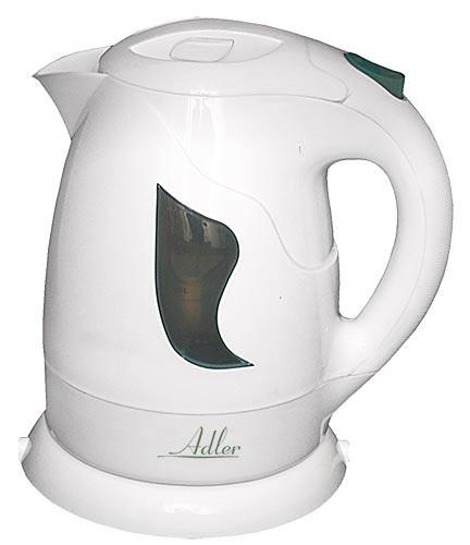 Adler AD 08 Standartinis virdulys, Plastikas, Baltas, 850 W, 1 L, 360° sukamasis pagrindas