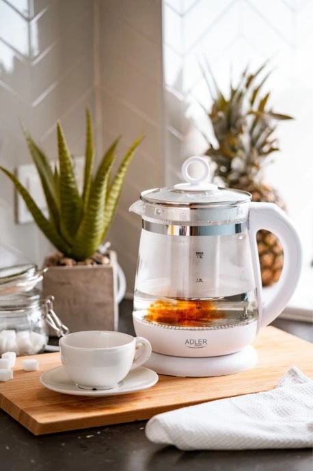 Adler | Virdulys | AD 1299 | Electric | 2200 W | 1.5 L | Glass | 360° rotational base | Juodas