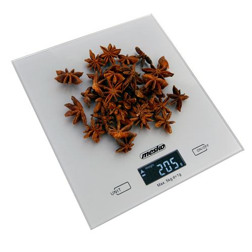 Virtuvinės svarstyklės Mesko | Virtuvės svarstyklės | MS 3145 | Maksimalus svoris (talpa) 5kg | Graduacija 1 g | Ekrano tipo LCD | Sidabrinis