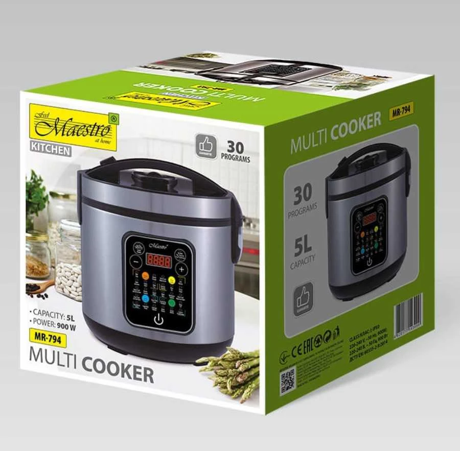 Maestro MR-794 multi cooker 5 L 900 W Juodas, Satin steel