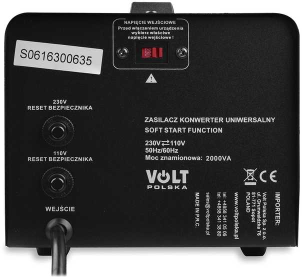 Įtampos keitiklis Volt VP-2000VA | 110–230 V / 230–110 V