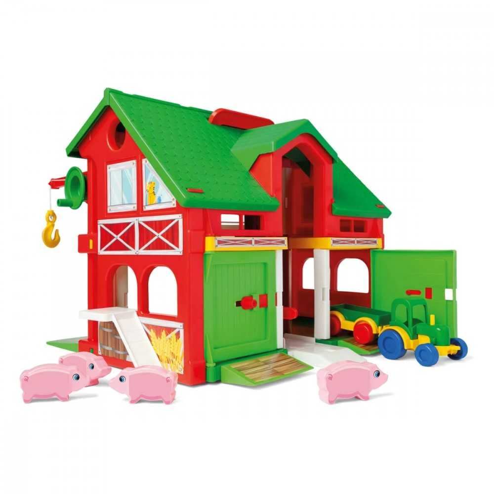 Wader Play House dviejų aukštų ferma su traktoriumi ir gyvūnais, nuo 3 metų