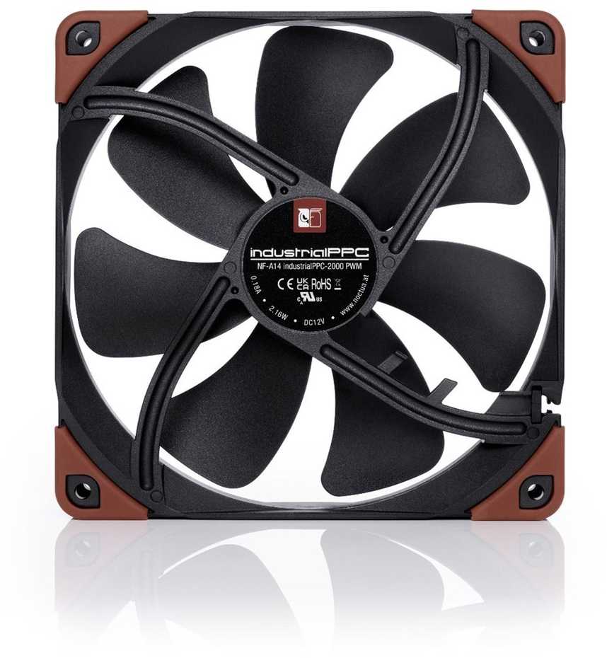 Noctua NF-A14 INDUSTRIALPPC-2000 PWM Kompiuterio dėklas Fan 14 cm Juodas, Brown 1 pc(s)