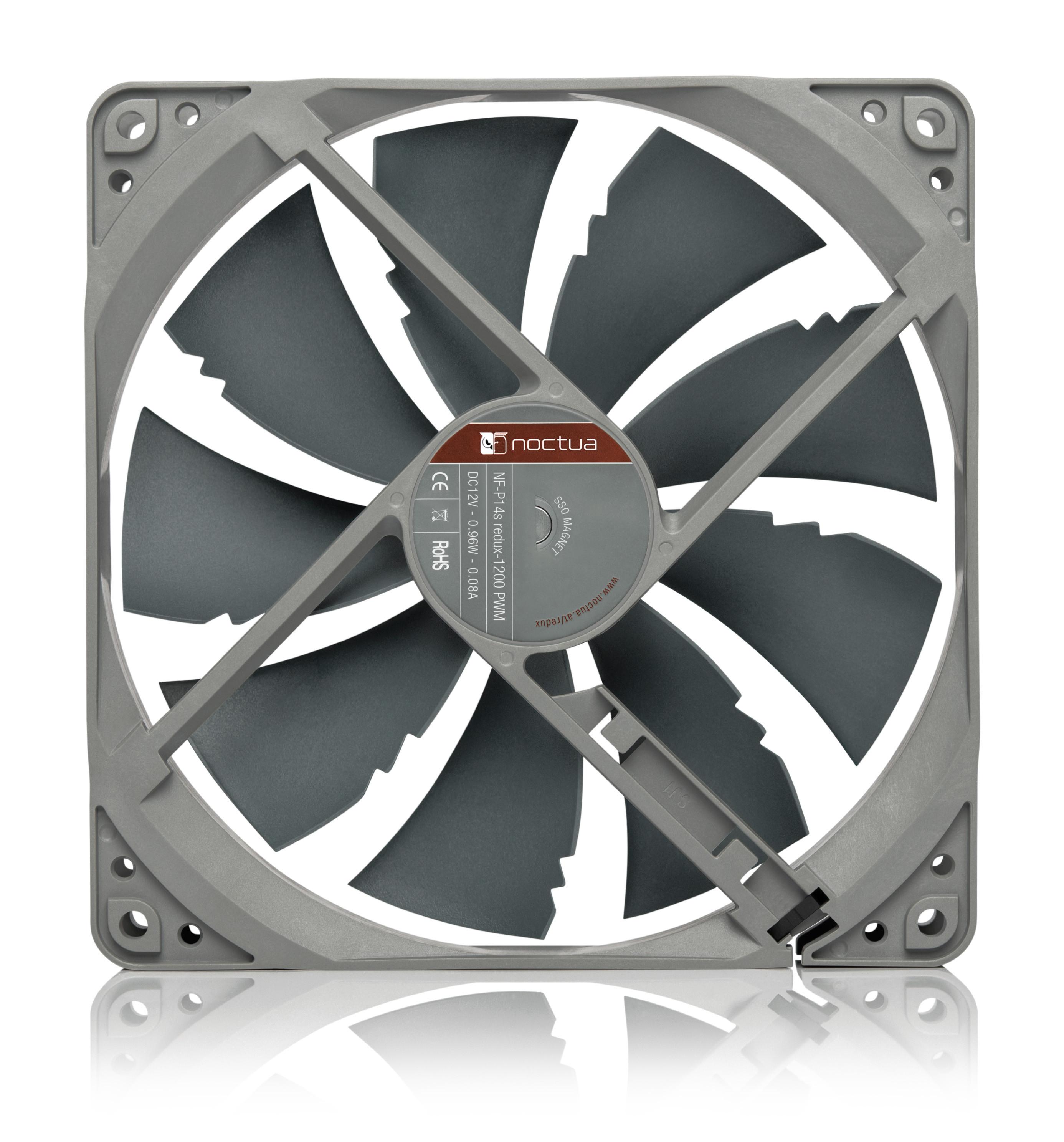 Noctua NF-P14S REDUX-1200 PWM computer cooling system Kompiuterio dėklas Fan 14 cm Pilkas