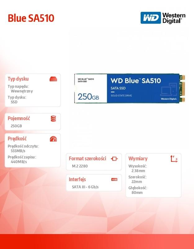 Sandisk WD Mėlyna SATA SSD M.2 250GB kietasis diskas