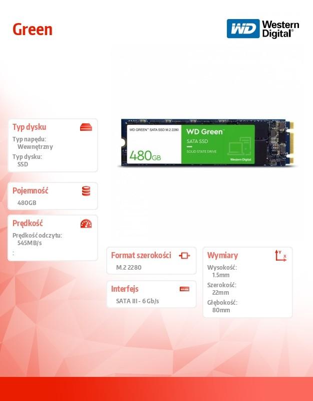 Western Digital Green WDS480G3G0B vidinis kietasis diskas SATA SSD M.2 2280