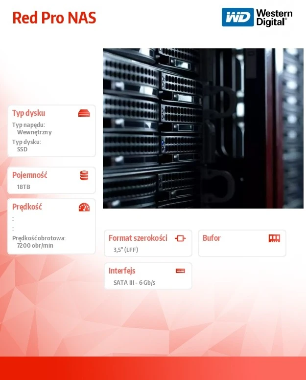 Sandisk WD Raudona Pro 18TB 6Gb/s SATA 512MB Cache Internal 3.5inch HDD bulk