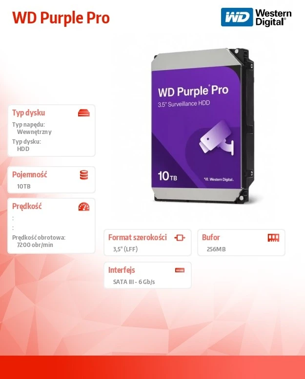 Kietasis diskas - Western Digital Violetinė Pro 10TB 7200RPM 512MB SATA III