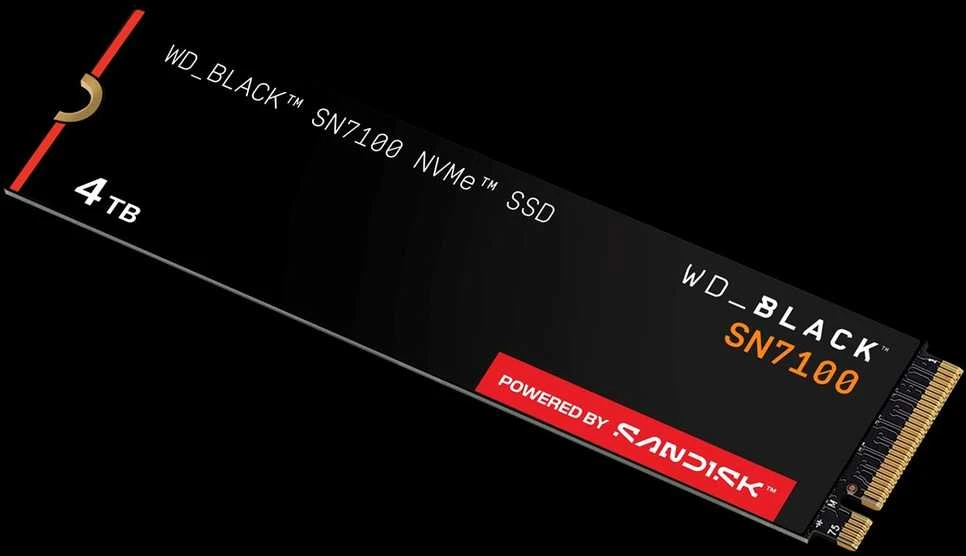 „Western Digital“ Juodas SN7100 4 TB M.2 PCI Express 4.0 NVMe 3D TLC NAND