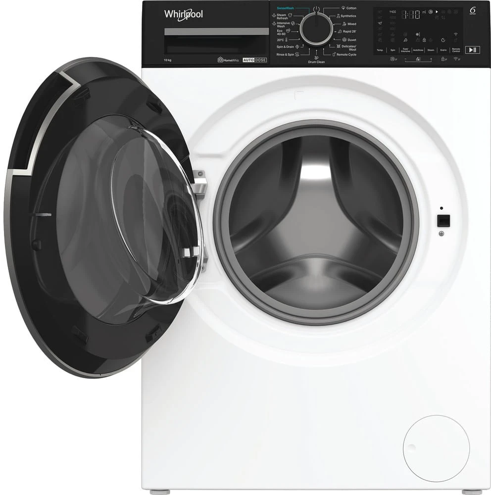 Whirlpool | Skalbimo mašina | WPM 07W ADS EE | Front loading | Energy efficiency class A | Skalbimo talpa 10 kg | 1400 RPM | Gylis 58 cm | Plotis 60 cm | Ekranas | Digital | Steam function | Baltas