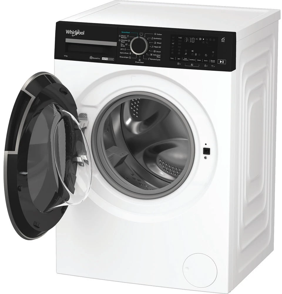 Whirlpool | Skalbimo mašina | WPM 07W ADS EE | Front loading | Energy efficiency class A | Skalbimo talpa 10 kg | 1400 RPM | Gylis 58 cm | Plotis 60 cm | Ekranas | Digital | Steam function | Baltas