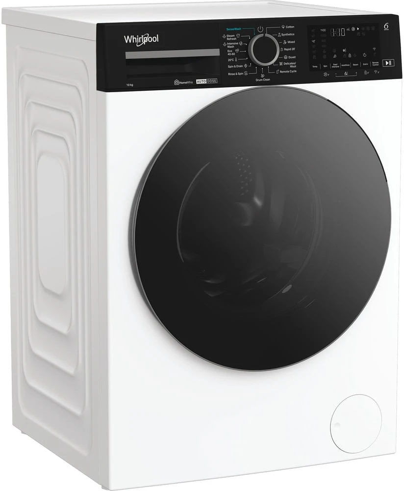 Whirlpool | Skalbimo mašina | WPM 07W ADS EE | Front loading | Energy efficiency class A | Skalbimo talpa 10 kg | 1400 RPM | Gylis 58 cm | Plotis 60 cm | Ekranas | Digital | Steam function | Baltas