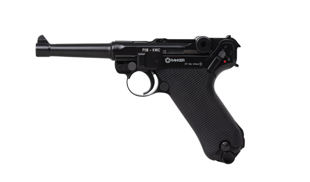 Oro pistoletas RANGER P08 Parabellum KWC kal. 4,5 mm BBs BLOW BACK 21 šūvio FULL METAL CO2 (AAKCMB410AZB)