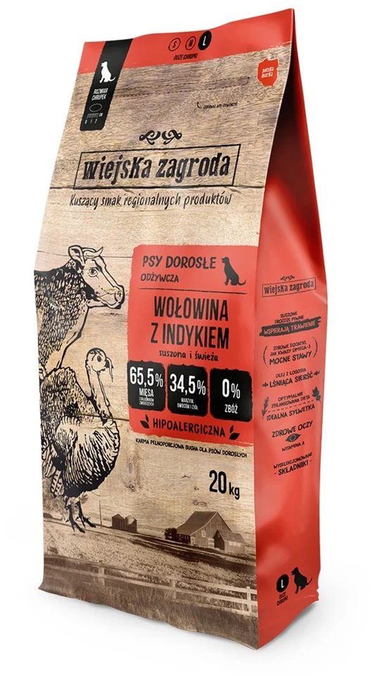 Wiejska Zagroda Kaimo ūkis jautiena su kalakutiena L - sausas šunų maistas - 20kg