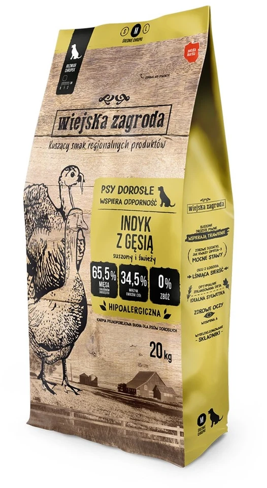 WIEJSKA ZAGRODA kalakutiena with goose M – sausas Maistas šunims – 20kg