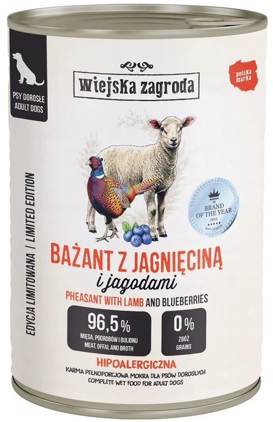 Wiejska Zagroda Konservai šuniui Fazanas su ėriena (suaugusiam) 380g