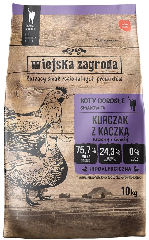 Wiejska Zagroda Sausas Kačių Maistas - Kaimo Ūkininko Vištiena Su Antis, 10 kg