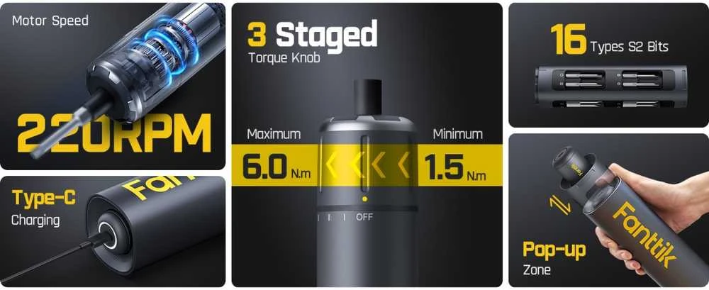 Grąžtas „Fanttik S1 Pro“ elektrinių atsuktuvų rinkinys