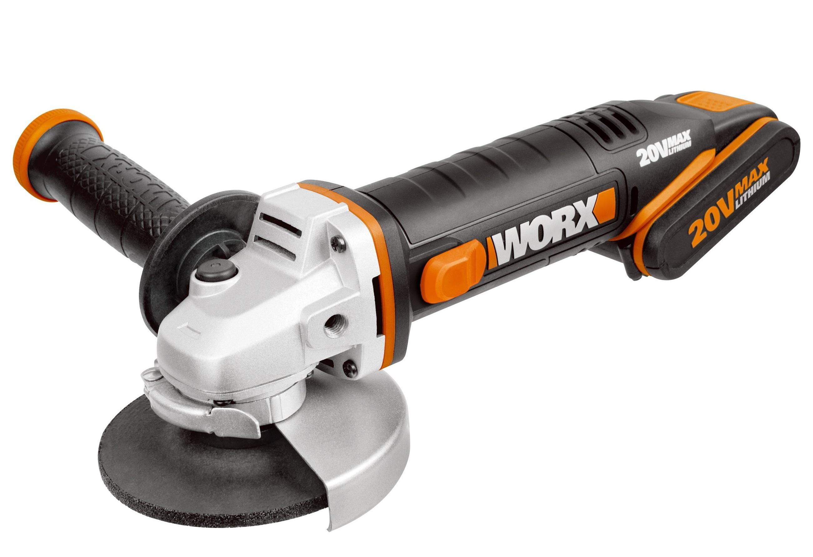 Kampinis šlifuoklis Worx WX803; 20 V; 1x4,0 Ah akum.