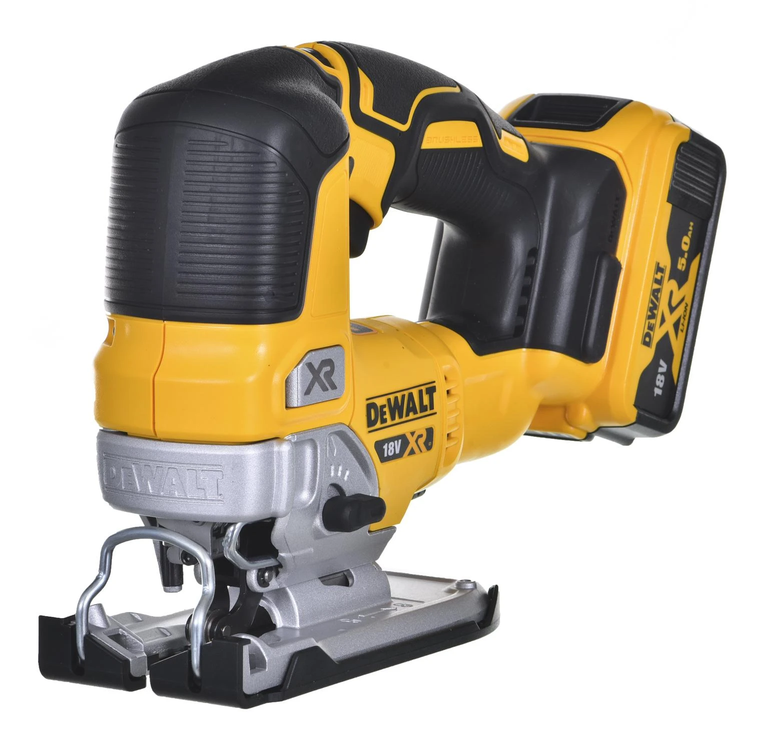 Akumuliatorinis siaurapjūklis DeWalt DCS334P2-QW; 18 V; 2x5,0 Ah akum.