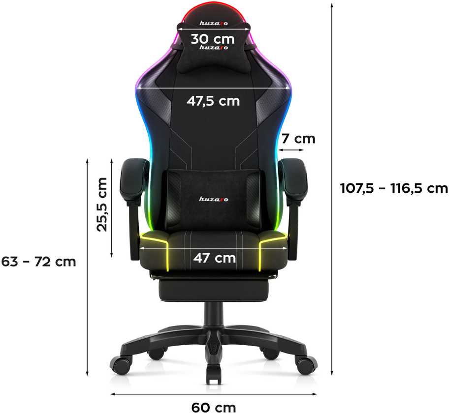 Žaidimų kėdė Huzaro Force 3.7 RGB, juodos spalvos
