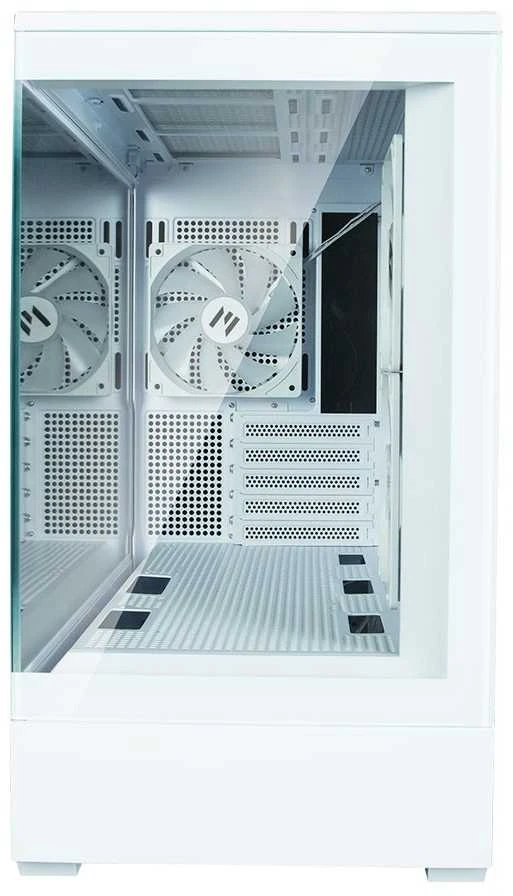 Zalman P30 V2 Baltas micro-ATX grūdinto stiklo panoraminis vaizdas 3 x 120 mm ARGB ventiliatorius
