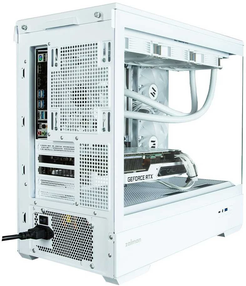 Zalman P30 V2 Baltas micro-ATX grūdinto stiklo panoraminis vaizdas 3 x 120 mm ARGB ventiliatorius