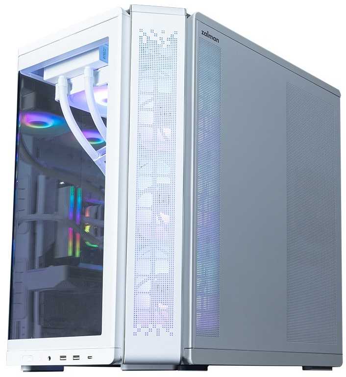 Zalman P60 vidutinio dydžio bokšto korpusas su 5 ARGB ventiliatoriais, baltas