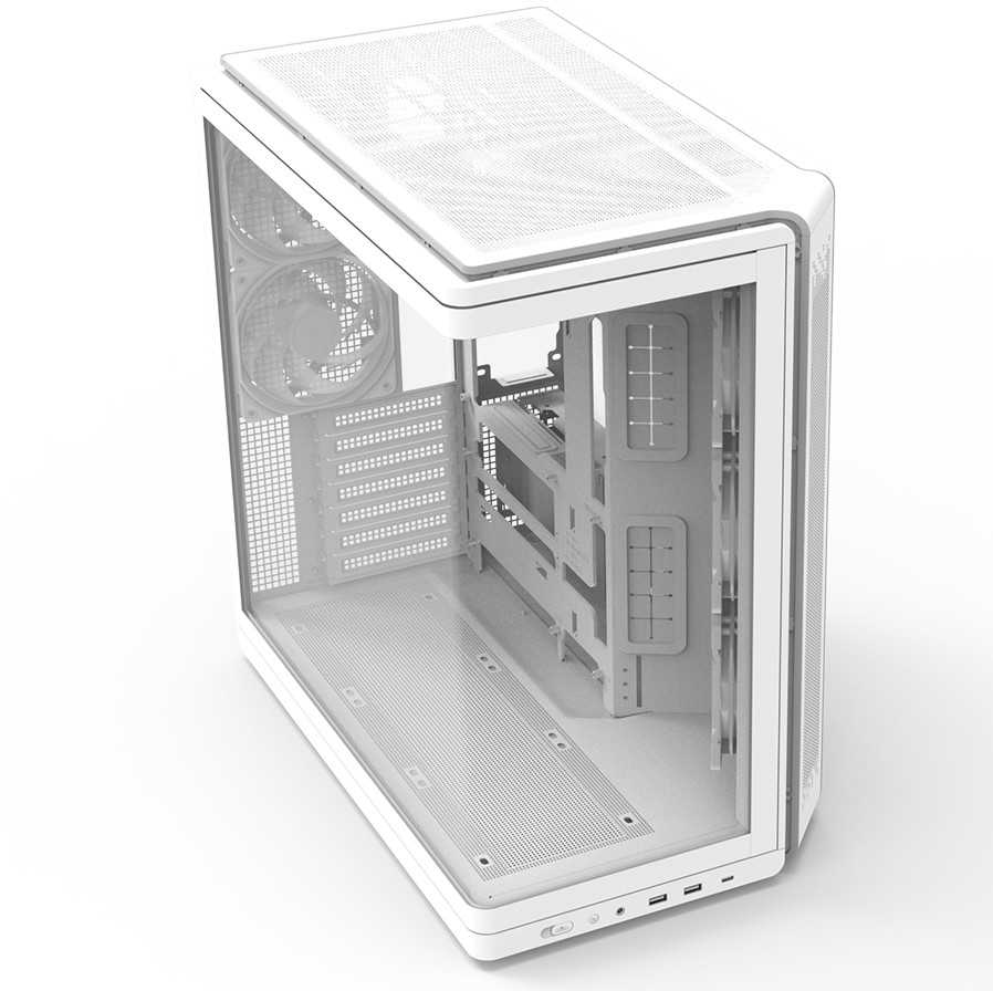 Zalman P60 vidutinio dydžio bokšto korpusas su 5 ARGB ventiliatoriais, baltas
