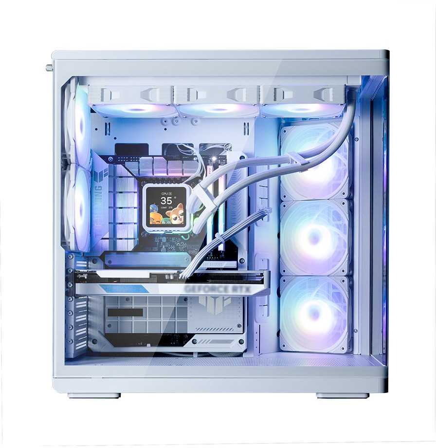 Zalman P60 vidutinio dydžio bokšto korpusas su 5 ARGB ventiliatoriais, baltas