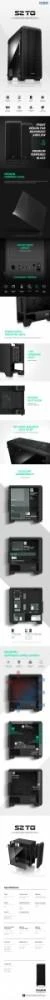 Kompiuterio korpusas Zalman S2 TG ATX Mid Tower PC Case TG fan x3