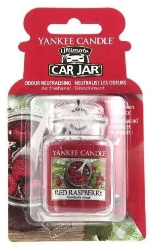 Yankee Candle Raudona Raspberry Car Jar Ultimate oro gaiviklis automobiliui, 24 g