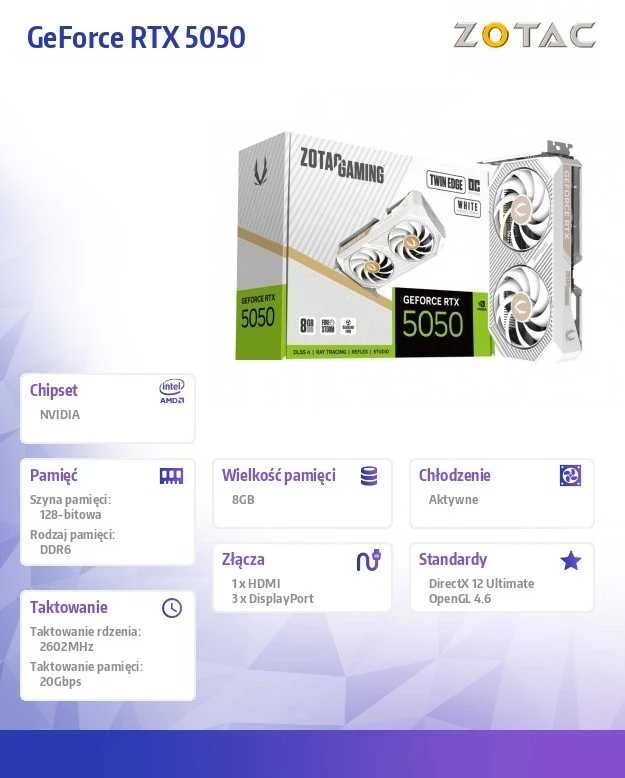 Zotac žaidimų vaizdo plokštė GeForce RTX 5050 Twin Edge OC NVIDIA 8 GB GDDR6