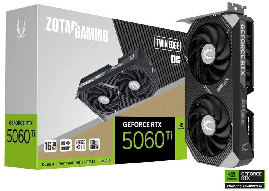 Zotac Vaizdo plokštė geforce rtx 5060 ti 16gb twin edge oc gddr7 128bit 3dp/hdmi