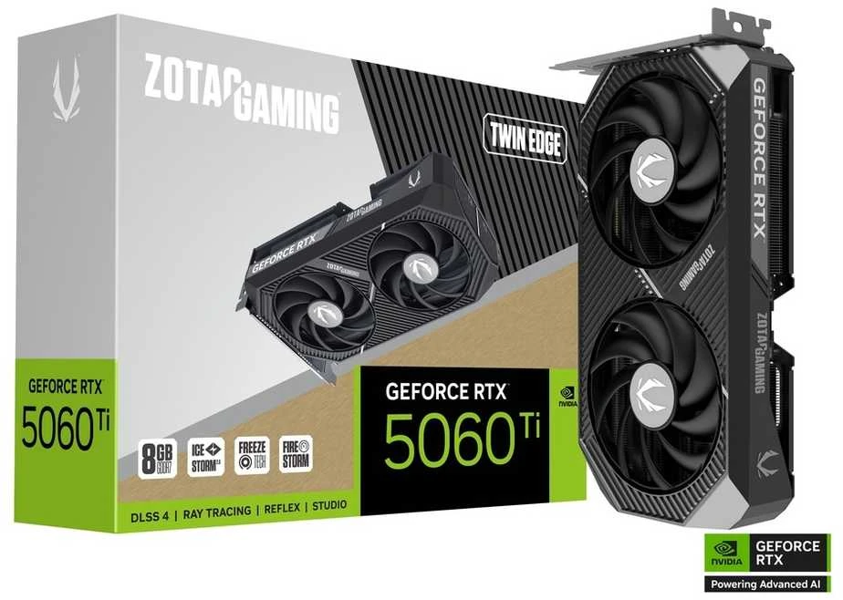 Zotac ŽAIDIMŲ vaizdo plokštė „GeForce RTX 5060 Ti Twin Edge“ „NVIDIA 8 GB GDDR7“
